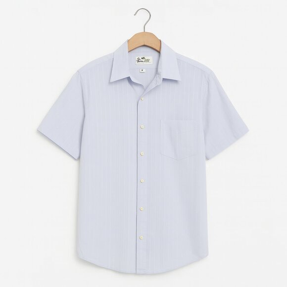 VINTAGE | Sears Robuck Vintage Blur & White Striped Buttonup Tee - Picture 2 of 8